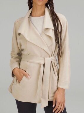 Lululemon Softstreme neutral Beige Wrap Jacket -Open Front Coat Sz XS/S